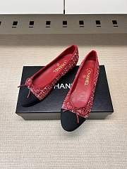 Chanel Red Tweed Tweed and Black Cap-Toe Ballet Flats - 1
