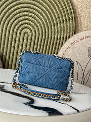  Chanel 19 Flap Bag Denim Blue 26x9x16cm - 4