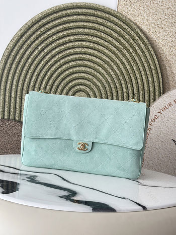 Chanel 26S Classic Flap Maxi Suede Large Glacier Blue Bag 39×26×11cm