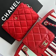 Chanel Striped Canvas Shopping Tote with Quilted Flap Bag 26x54x18cm - 5