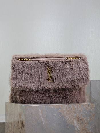 Saint Laurent Large Niki Shoulder Taro Bag in Faux Fur 47×34×16cm