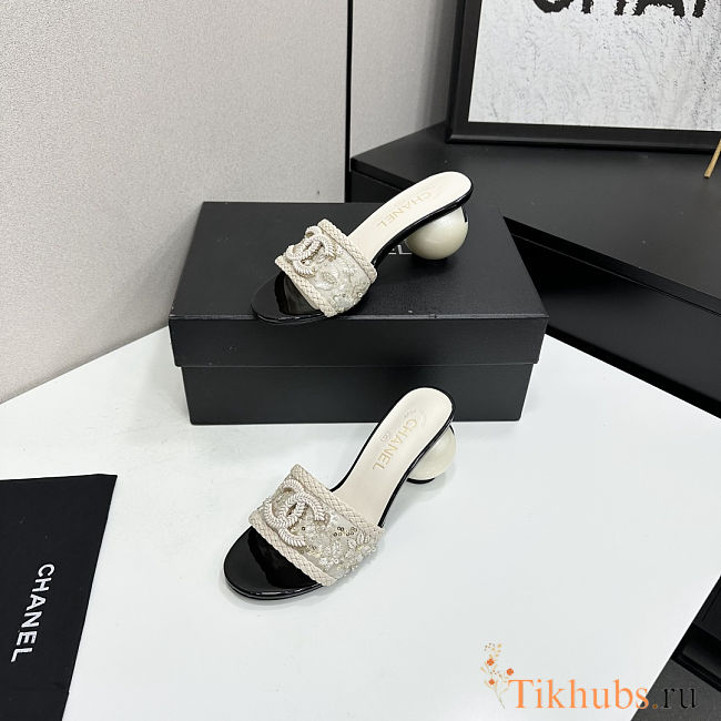 Chanel Pearl-embellished Heeled Sandals - 1