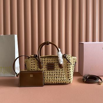 Miu Miu Ivy raffia crochet bag 25.5x14x9.5cm