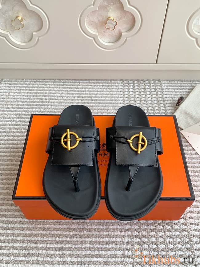 Hermès Miss Black Sandal - 1