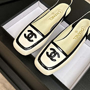 CHANEL 26B White Lambskin & Black Patent Calfskin Square-Toe Slingbacks - 4