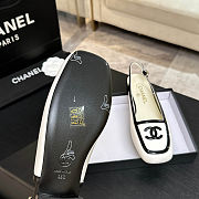 CHANEL 26B White Lambskin & Black Patent Calfskin Square-Toe Slingbacks - 3