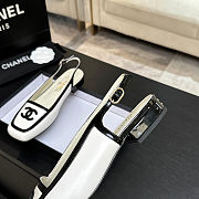 CHANEL 26B White Lambskin & Black Patent Calfskin Square-Toe Slingbacks - 2