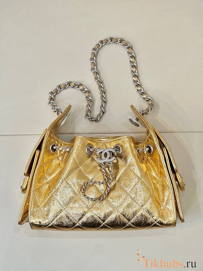 Chanel 25 Mini Bag Gold Metallic Caviar - 1