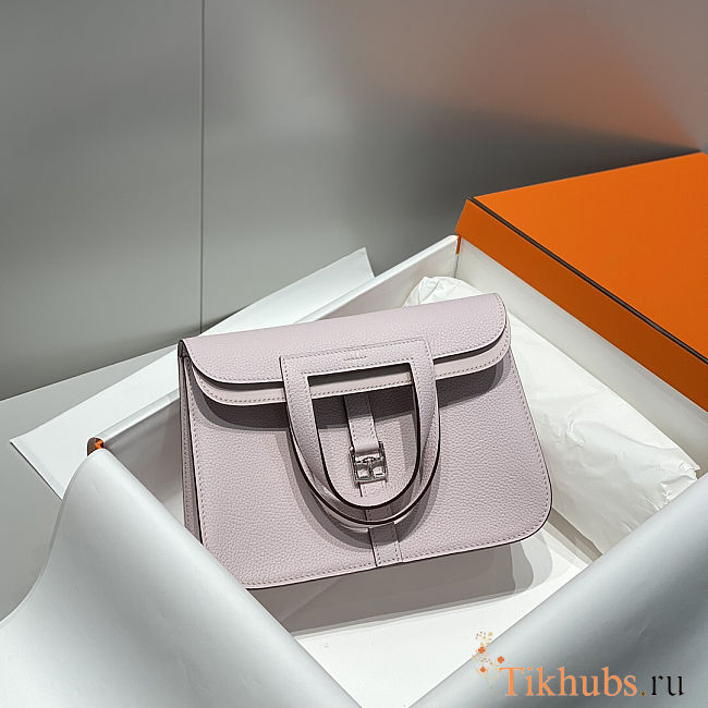 Hermes Halzan 25 Mauve Pale Clemence Bag 25x7.9x17cm - 1