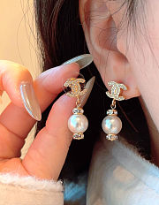 Chanel CC Pearl Drop Earrings - 6