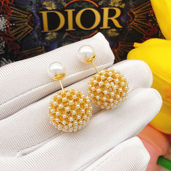 Dior Taribales earrings old-Tone Metal and White Resin Pearls.