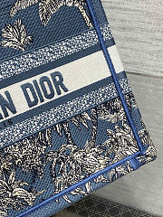 Christian Dior Blue Brocart Palm Tree Embroidered Book Tote 26x8x22cm - 3