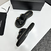 Chanel chain trim double strap slides black - 6