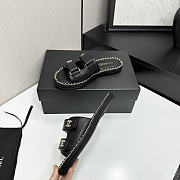 Chanel chain trim double strap slides black - 4