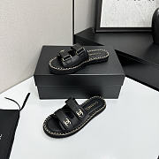 Chanel chain trim double strap slides black - 2