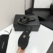 Chanel chain trim double strap slides black - 3