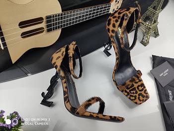 Saint Laurent Opyum Leopard-Print Calf Hair Sandals