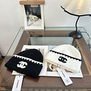 Chanel Knitted Black & White CC Beanie - 1