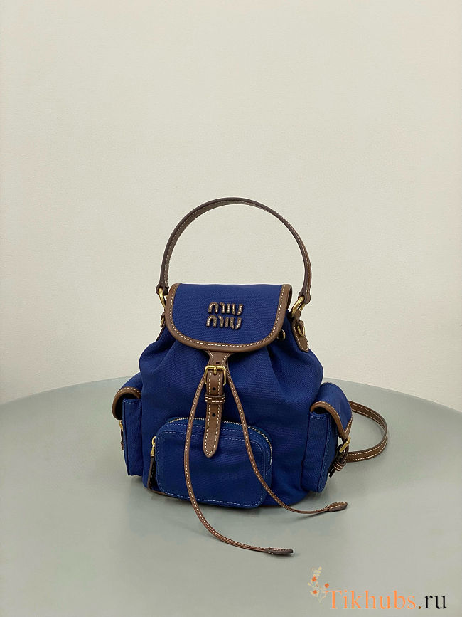 Miu Miu Canvas and Leather Backpack 18×22×11.5cm - 1
