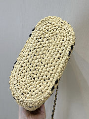 Chanel Spring-Summer Small Shopping Raffia & Grosgrain Bag  - 6