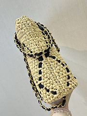 Chanel Spring-Summer Small Shopping Raffia & Grosgrain Bag  - 4