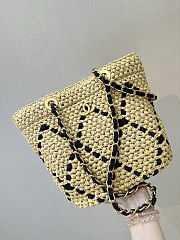 Chanel Spring-Summer Small Shopping Raffia & Grosgrain Bag  - 2