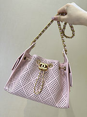 Chanel Mini 26s Hobo Bag Light Pink Perforated Calfskin Antique Gold Hardware 20X22X12.5 cm - 1