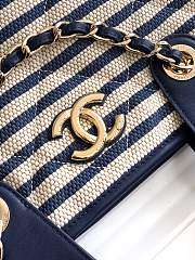 Chanel Large Striped Shopping Tote Blue Navy 46cm - 5
