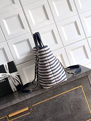 Chanel Large Striped Shopping Tote Blue Navy 46cm - 4