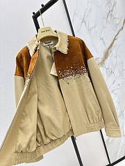  Miu Miu Water Diamond Suede Splicing Blouson Jacket - 2