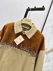  Miu Miu Water Diamond Suede Splicing Blouson Jacket - 3