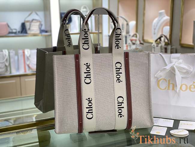  Chloé Woody Medium Tote Bag Red 37x26x12 cm - 1