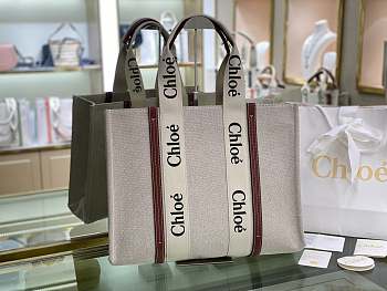  Chloé Woody Medium Tote Bag Red 37x26x12 cm