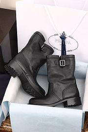Prada leather mid-calf boots in black - 4