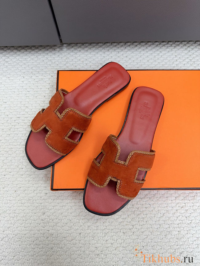 Hermès Oran Sandal Suede with Braided Trim - 1