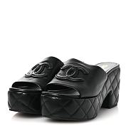 Chanel Lambskin Quilted CC Platform Mules 40 Black - 6