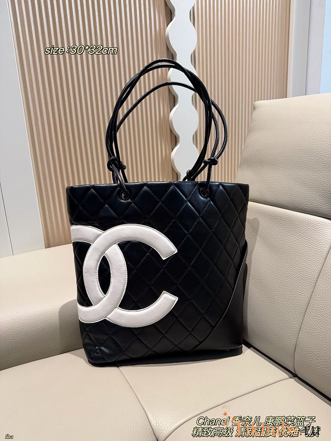 Chanel Cambon Ligne Large Tote Bag Black 30x32cm - 1