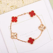 Van cleef & arpels vintage alhambra bracelet 5 motif rose gold, carnelian - 1