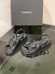 Chanel Shiny Lambskin Dad Sandals Black - 1