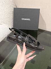 Chanel Shiny Lambskin Dad Sandals Black - 5