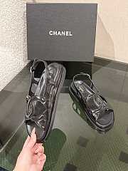 Chanel Shiny Lambskin Dad Sandals Black - 4