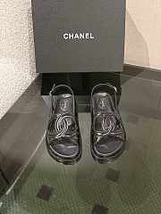 Chanel Shiny Lambskin Dad Sandals Black - 3