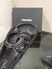 Chanel Shiny Lambskin Dad Sandals Black - 2