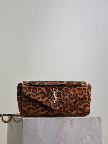 Saint Laurent Calypso Small Padded Leopard-Print Faille Shoulder Bag 26×14×7cm