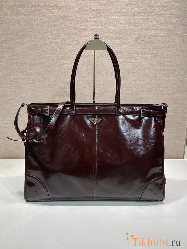 Prada Bonnie Leather Tote Bag Brown 50x36x17 - 1