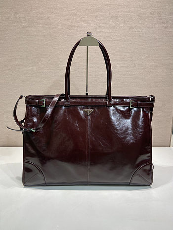 Prada Bonnie Leather Tote Bag Brown 50x36x17