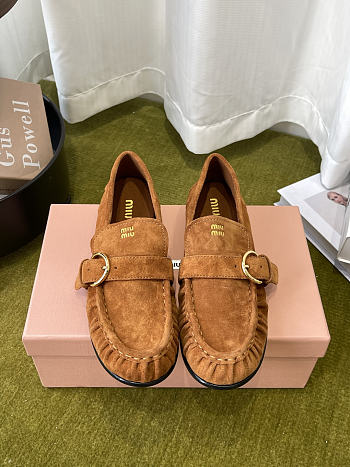  Miu Miu Suede Loafers With Buckle