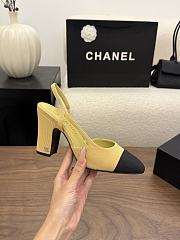 Chanel Beige and Black Grosgrain Slingback Heels - 4