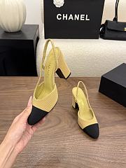 Chanel Beige and Black Grosgrain Slingback Heels - 3