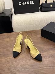 Chanel Beige and Black Grosgrain Slingback Heels - 2
